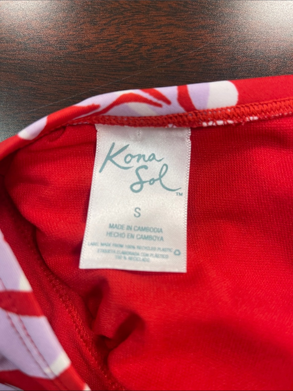 Kona Sol Red and Lavender Tropical Bikini Top Size Small - Picture 4 of 6